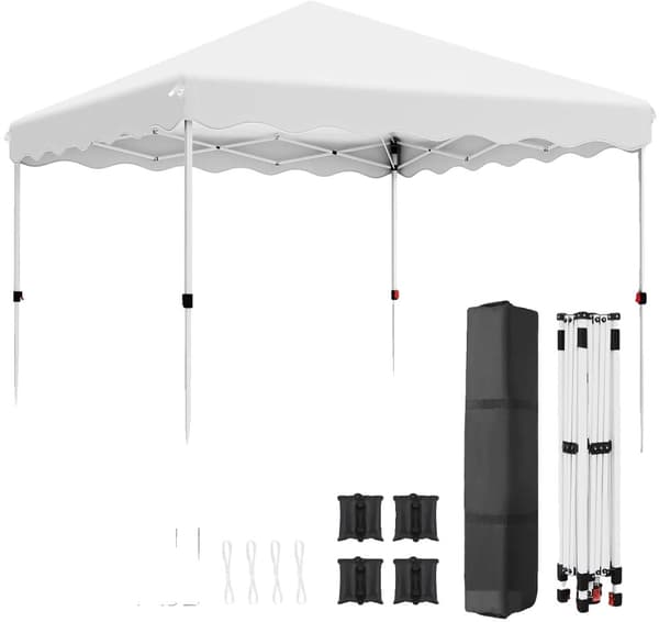 3x3m Pop-Up Gazebo, Justerbar Højde, Holdbar Aluminiumlegering Ramme,Hvid 3x3 m