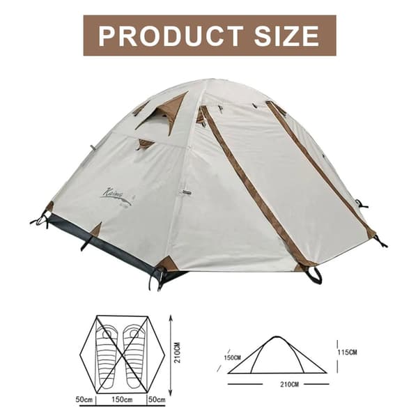 Ultralight Backpacking Telt, Vandtæt Rating 3000mm, Til 2-3 Personer, Hurtig Opsætning,Lys Grå