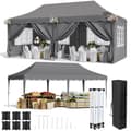 Miniatyrbillede 1 af 2: Pop Up Pavillon Telt, Vandtæt UV Beskyttelse, Robust Aluminiumramme,Mørkegrå