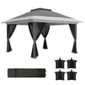 Miniatyrbillede 1 af 2: Gazebo, Oxford sejlmateriale, inkluderer sidevægge, inkluderer vægtposer,Grå