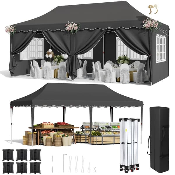Pop Up -paviljonki, vedenpitävä UV-suoja, kestävä alumiinirunko,musta