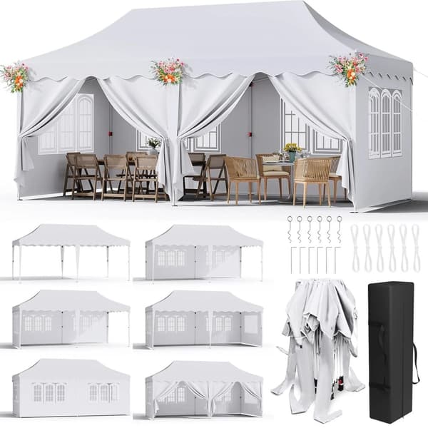 Pop Up -paviljonki, vedenpitävä UV-suoja, kestävä alumiinirunko,VALKOINEN