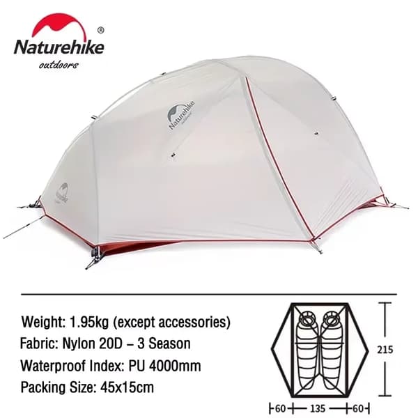 Ultralight telt, vandtæt stof, rummelig indvendig,20D-Grå