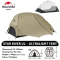 Miniatyrbillede 2 af 2: Campingtelt, Ultralyddesign, Vandtæt til 4 sæsoner,15D - Khaki