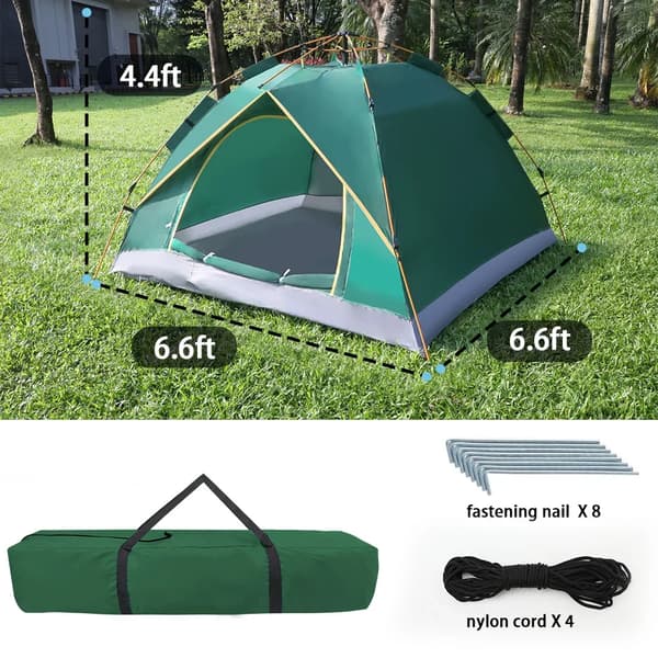 Automatisk Campingtält, 3-4 Personers Kapacitet, Dubbel Lager, Snabb Öppning,Grön