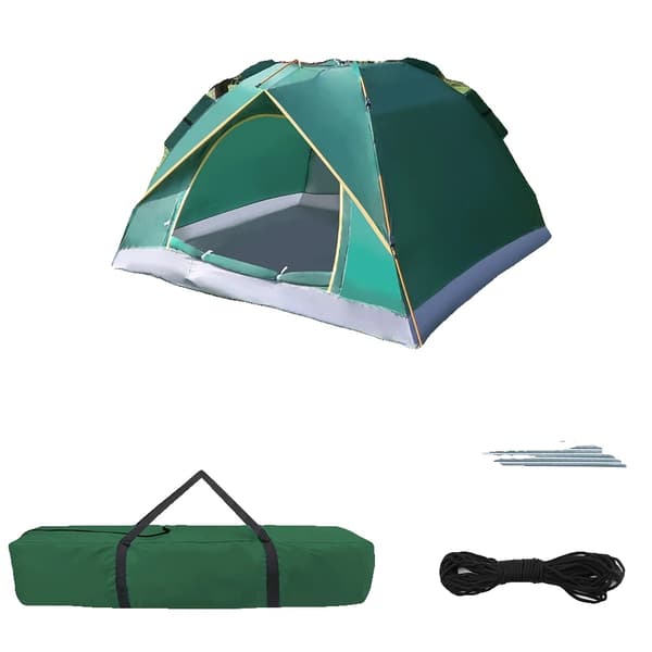 Automatisk Campingtält, 3-4 Personers Kapacitet, Dubbel Lager, Snabb Öppning,Grön