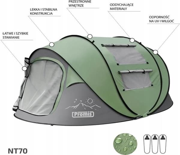 TURISTISK CAMPINGTÄLT för 3 pers. POP-UP SJÄLVUTVIDGANDE Lovar 3 SEKUNDER
