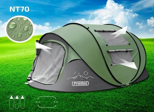 TURISTISK CAMPINGTÄLT för 3 pers. POP-UP SJÄLVUTVIDGANDE Lovar 3 SEKUNDER