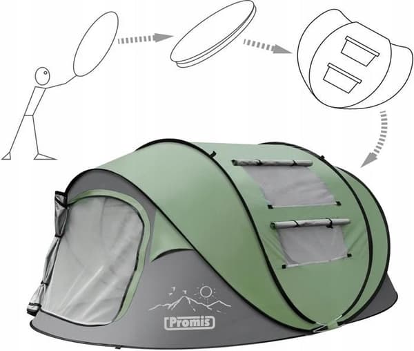 TURISTISK CAMPINGTÄLT för 3 pers. POP-UP SJÄLVUTVIDGANDE Lovar 3 SEKUNDER