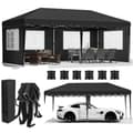 Miniatyrbillede 1 af 2: Pop-Up Pavillon 3m x 6m, Vandtæt med UV-beskyttelse, Nem Opsætning,sort