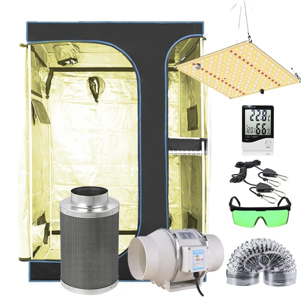 Indendørs Grow Telt, Dæmpbare LED Grow Lamper, Fuld Ventilationssystem, Flere Størrelser,90X60X135CM2in1Kits90X60X135CM2i1Sæt