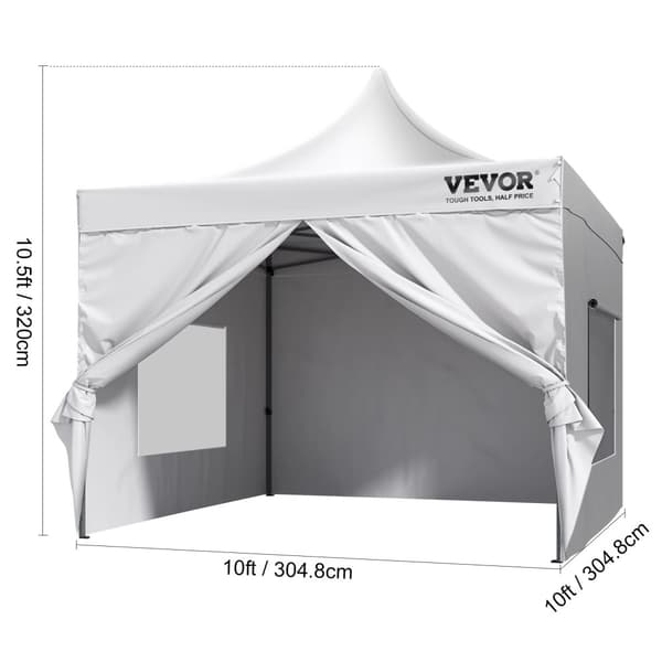 Pop Up Tält, Hållbar Polybomull, Robust Ram av Rostfritt Stål,10x10 fot Vit