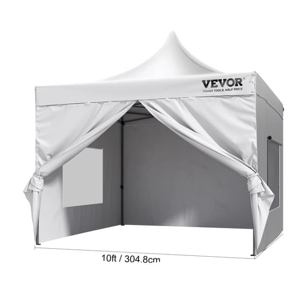 Pop Up Tält, Hållbar Polybomull, Robust Ram av Rostfritt Stål,10x10 fot Vit