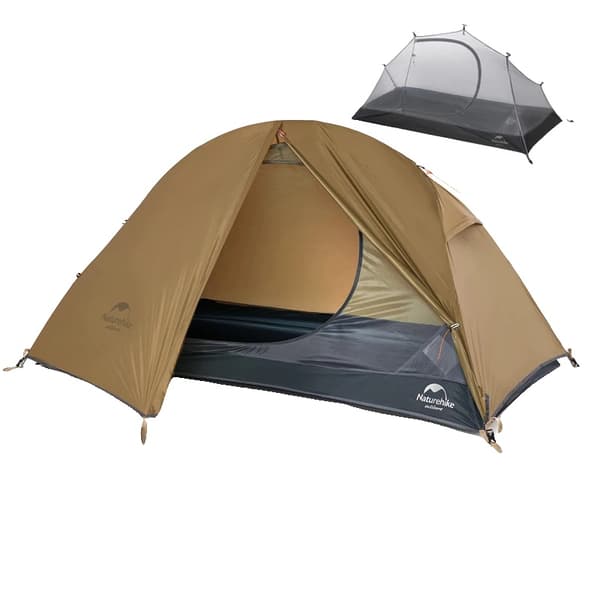 Ultralight Camping Telt, Vandtæt Nylon, 1-Person Kapacitet,1P - 20D - Brun