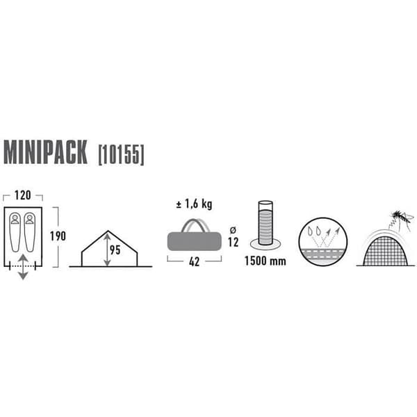 Tält - High Peak - Minipack - 2 platser - Blå - 190 x 120 x 95 cm