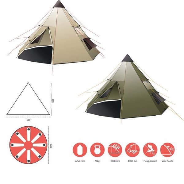 Grand canyon - 151428 - Black Falls 8 - Runt tält för 8 personer | Familjetält, grupptält, pyramidtält, tipi