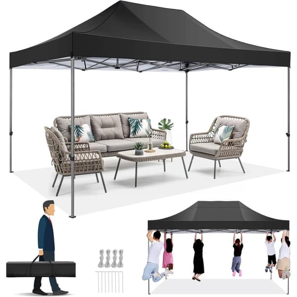 Pop-up Telt, Vandtæt, UV-beskyttelse,Sort, 3x4.5m