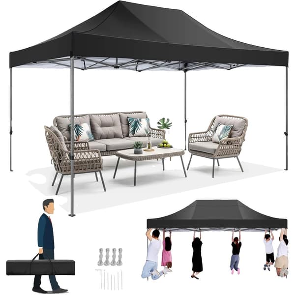 Pop-up Telt, Vandtæt, UV-beskyttelse,Sort, 3x4.5m