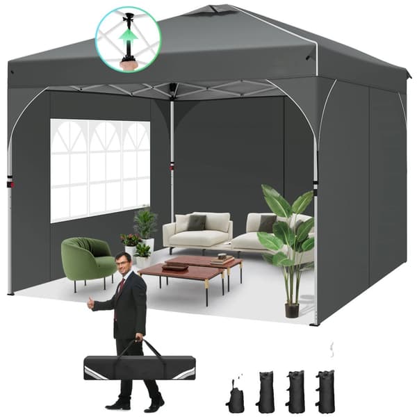 Pavillon, Vandtæt, Stabil, Let at samle,3x3M, Grå