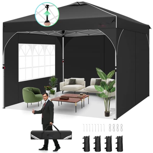 Paviljong, Vattentät, Stabil, Lätt att montera,3x3M, Svart