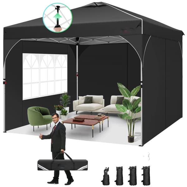 Paviljong, Vattentät, Stabil, Lätt att montera,3x3M, Svart
