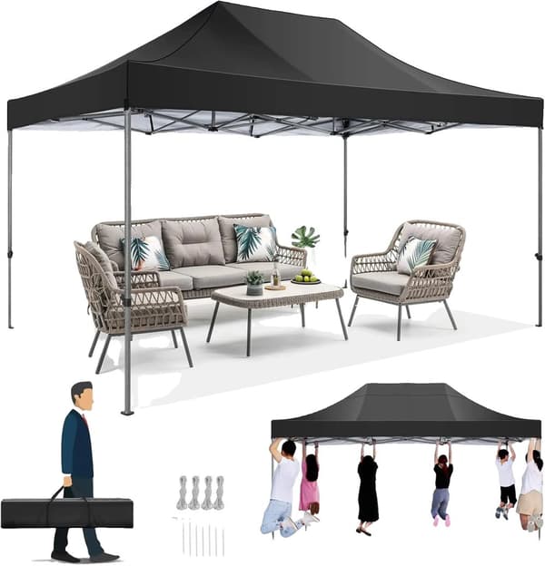 Gazebo, Vattentät, UV-skydd 50+,3x4.5m, Svart