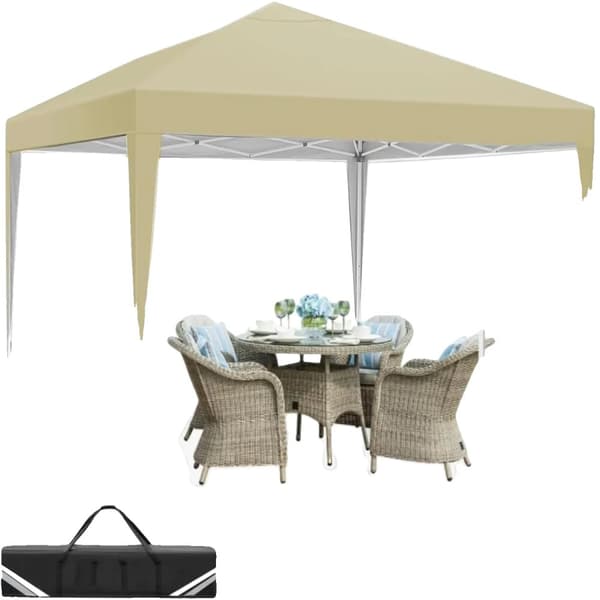 Gazebo, Vandtæt Oxford-stof, Justerbar højde, 4 sandposer inkluderet,Khaki