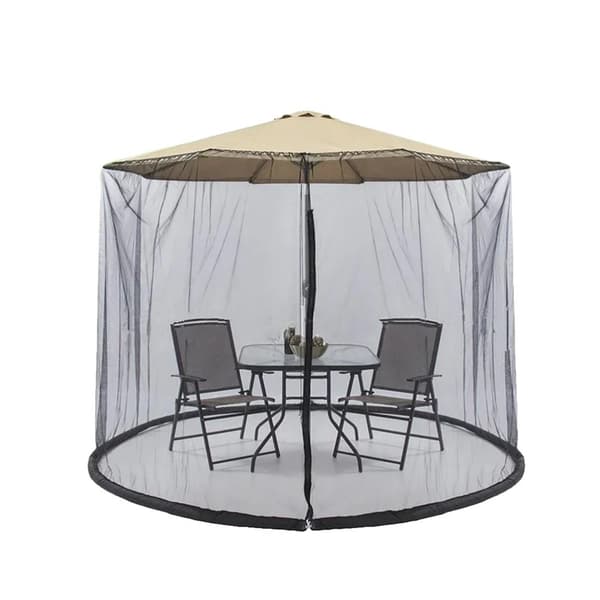 Myggnät Paraply, Tre-Dörrars Design, Rostfritt Stål Material,300X230cm, svart