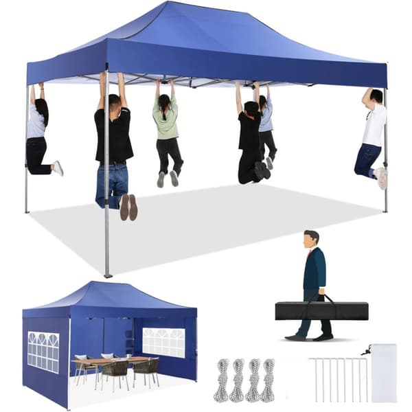 Paviljong, Vattentät, Vindskyddande, Höjdjusterbar,Marinblå, 3x4.5M