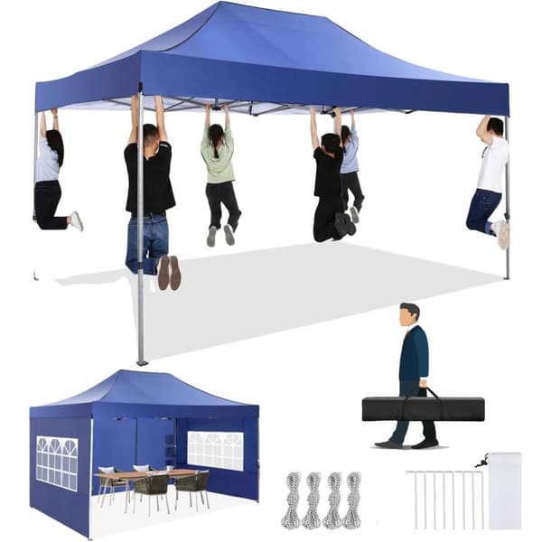 Paviljong, Vattentät, Vindskyddande, Höjdjusterbar,Marinblå, 3x4.5M