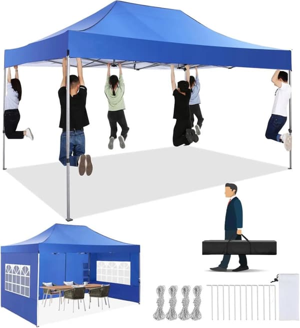 Pavillon, Vandtæt, Vindafvisende, Højdejusterbar,3x4.5M, Blå