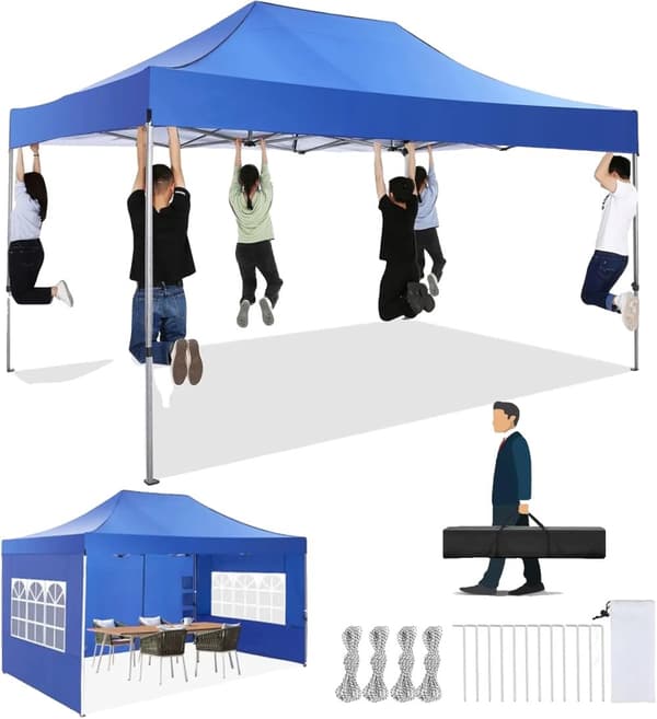 Pavillon, Vandtæt, Vindafvisende, Højdejusterbar,3x4.5M, Blå