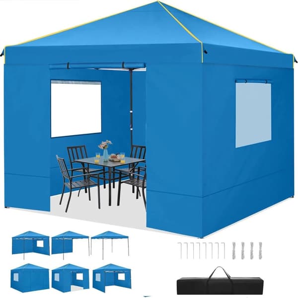 Gazebo, Vandtæt, Anti-UV, 4 Sidevægge,Blå, 3x3m