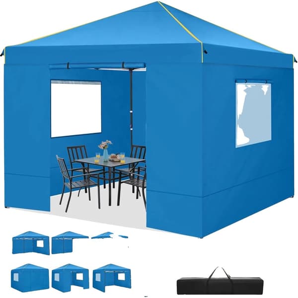 Gazebo, Vandtæt, Anti-UV, 4 Sidevægge,Blå, 3x3m