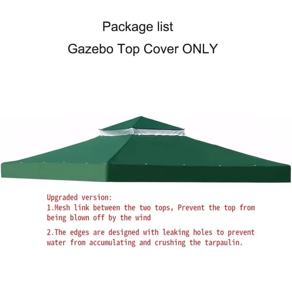 3x3m Gazebo Telt Cover, Oxford Materiale, Vandtæt, Dobbelt Lag Design,ny Double Grøn, 3m * 3m