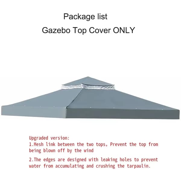 3x3m Gazebo Telt Cover, Oxford Materiale, Vandtæt, Dobbelt Lag Design,ny Double Grey, 3m * 3m