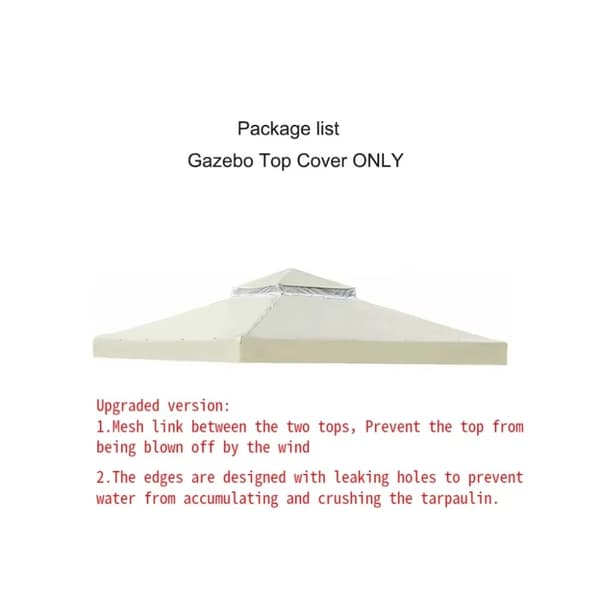 3x3m Gazebo Tältöverdrag, Oxfordmaterial, Vattentålig, Dubbel Täckdesign,ny Dubbel Beige, 3m * 3m