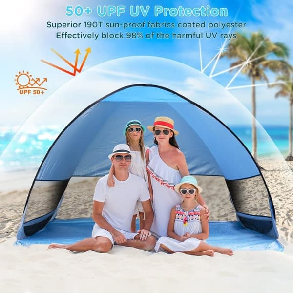 Lollanda Pop-up strandtelt, pop-up telt, vindbeskyttelse – anti-UV, vandtæt, automatisk opsætning, bærbar