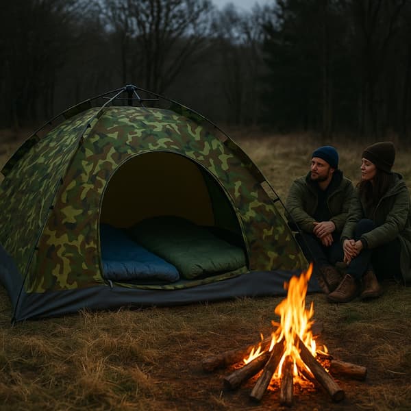 Quick-Up Camouflagetält för 3–8 personer