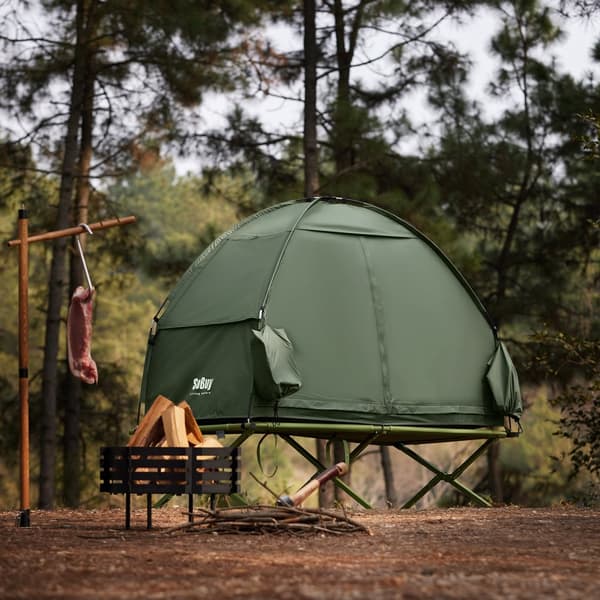 SoBuy Campingtält för 1 Person – Med Förvaring & Lampkrok, 2-i-1 Enkel Tält | 193x86x160cm Grön OGS32-II-GR