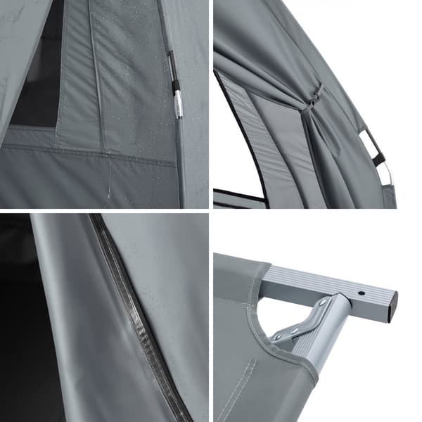 SoBuy Campingtält för 1 Person – Med Förvaring & Lampkrok, 2-i-1 Enkel Tält | 193x86x160cm Ljusgrå OGS32-II-HG