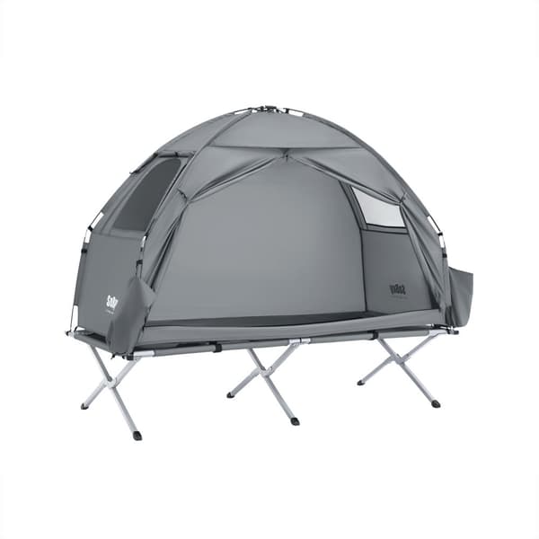 SoBuy Campingtält för 1 Person – Med Förvaring & Lampkrok, 2-i-1 Enkel Tält | 193x86x160cm Ljusgrå OGS32-II-HG