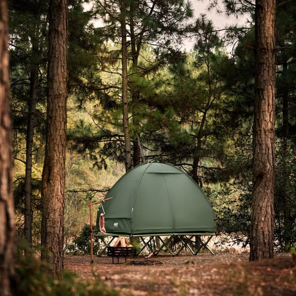 SoBuy Campingtält för 2 Personer – Med Fältsäng, 2-i-1 Tält | 193x145x185cm Grön OGS32-II-L-GR