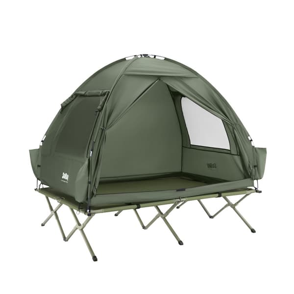 SoBuy Campingtält för 2 Personer – Med Fältsäng, 2-i-1 Tält | 193x145x185cm Grön OGS32-II-L-GR