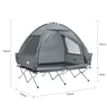 Miniatyrbild 3 av 10: SoBuy Campingtält för 2 Personer – Med Fältsäng, 2-i-1 Tält | 193x145x185cm Ljusgrå OGS32-II-L-HG