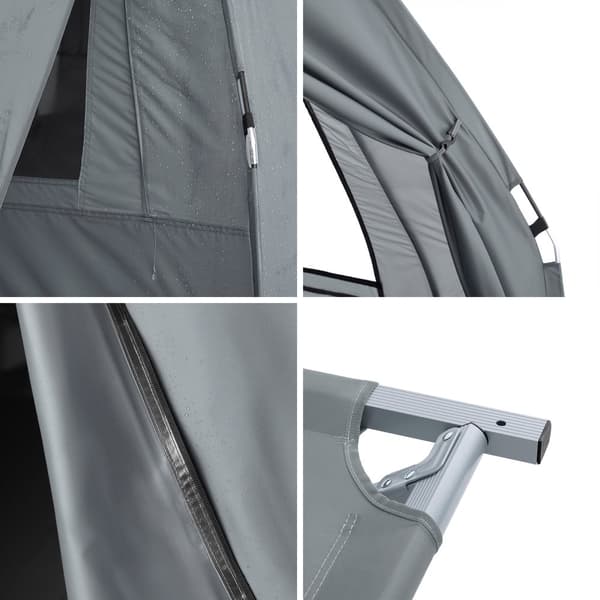 SoBuy Campingtält för 2 Personer – Med Fältsäng, 2-i-1 Tält | 193x145x185cm Ljusgrå OGS32-II-L-HG