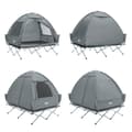Miniatyrbild 7 av 10: SoBuy Campingtält för 2 Personer – Med Fältsäng, 2-i-1 Tält | 193x145x185cm Ljusgrå OGS32-II-L-HG