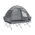 Miniatyrbild 1 av 10: SoBuy Campingtält för 2 Personer – Med Fältsäng, 2-i-1 Tält | 193x145x185cm Ljusgrå OGS32-II-L-HG
