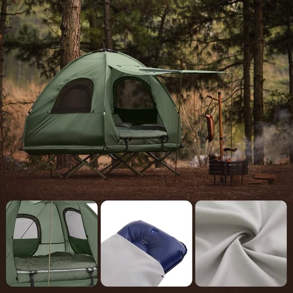 SoBuy 4-i-1 Camping Telt med markise – Til 2 Personer | 193x145x185cm Grøn OGS61-L-GR