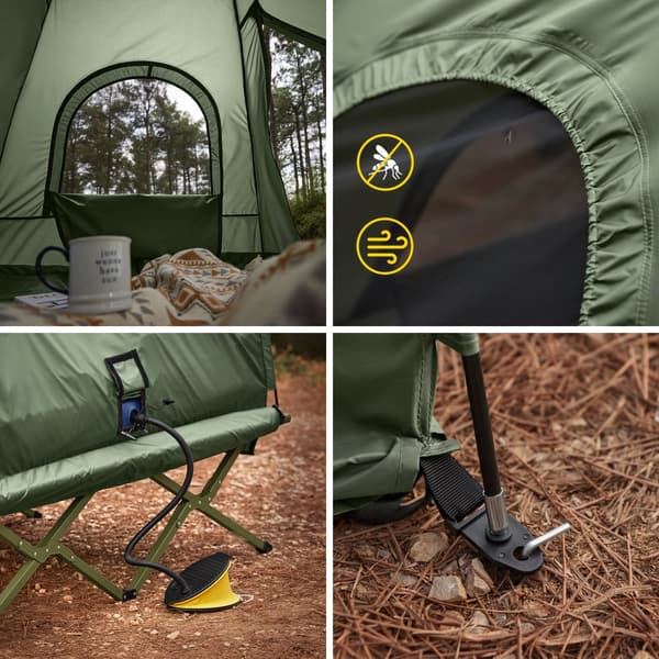 SoBuy 4-i-1 Camping Telt med markise – Til 2 Personer | 193x145x185cm Grøn OGS61-L-GR